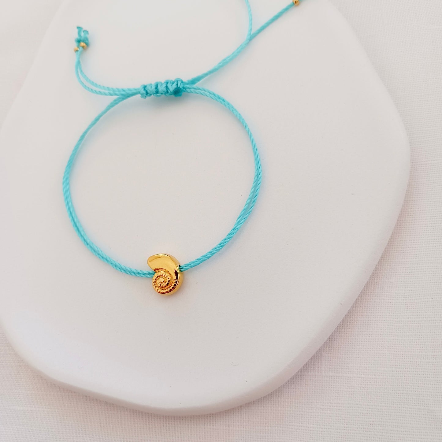 Gold Shell Charm Cord Bracelet