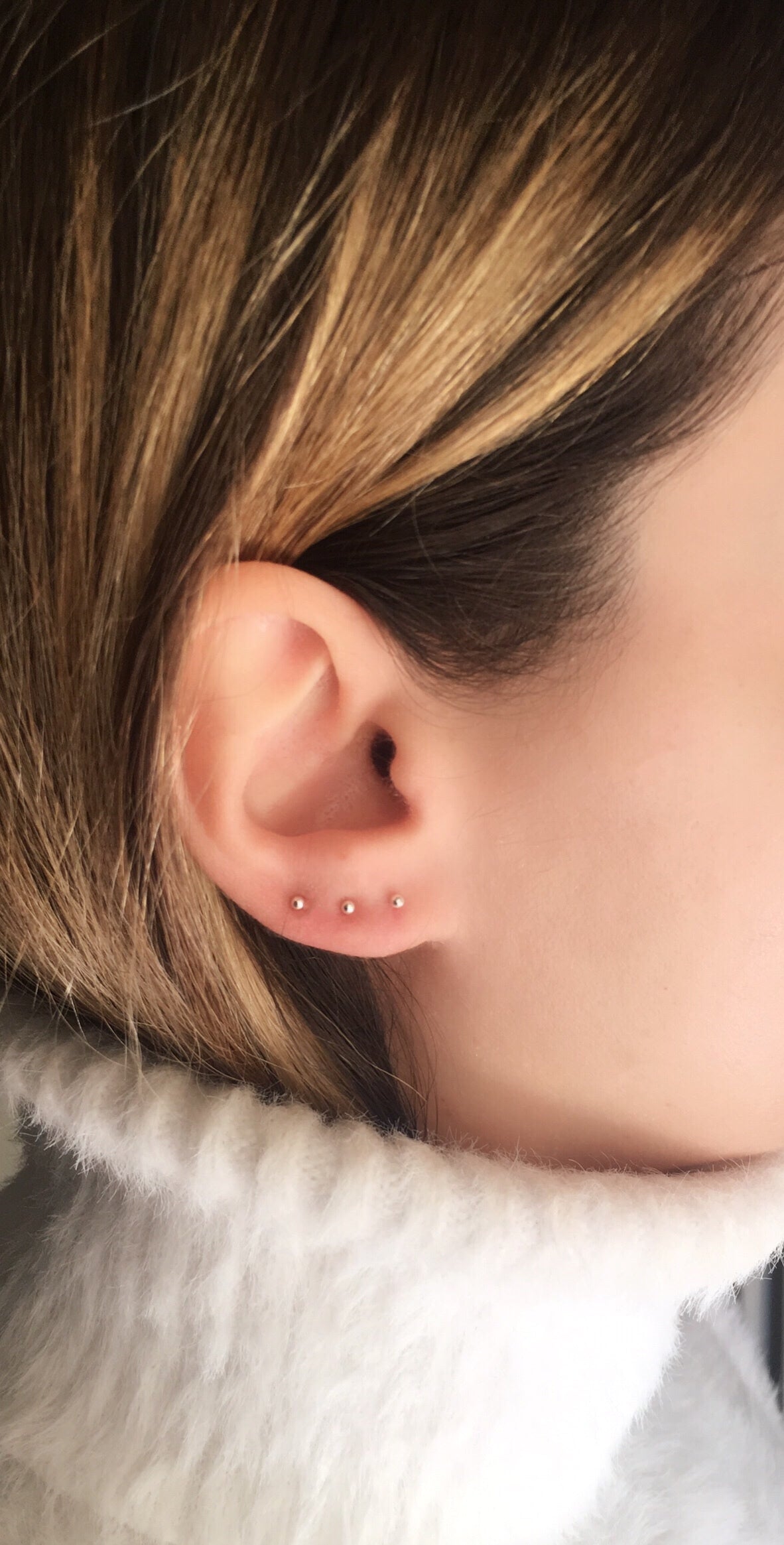 Tiny silver stud earring