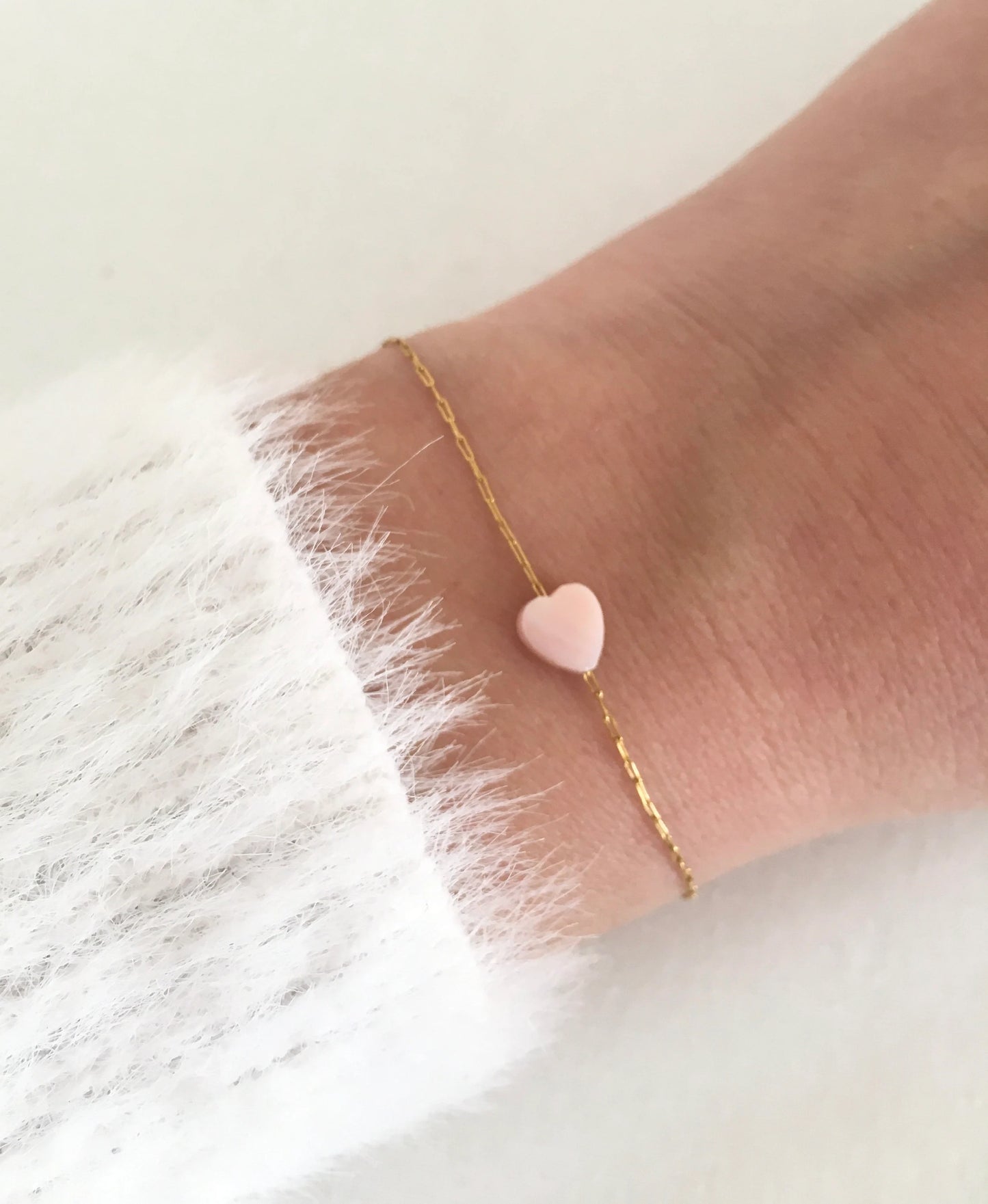 Mother of pearl heart bracelet