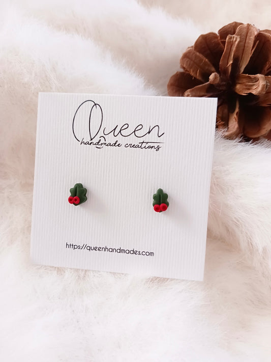 Hollyberry clay earrings
