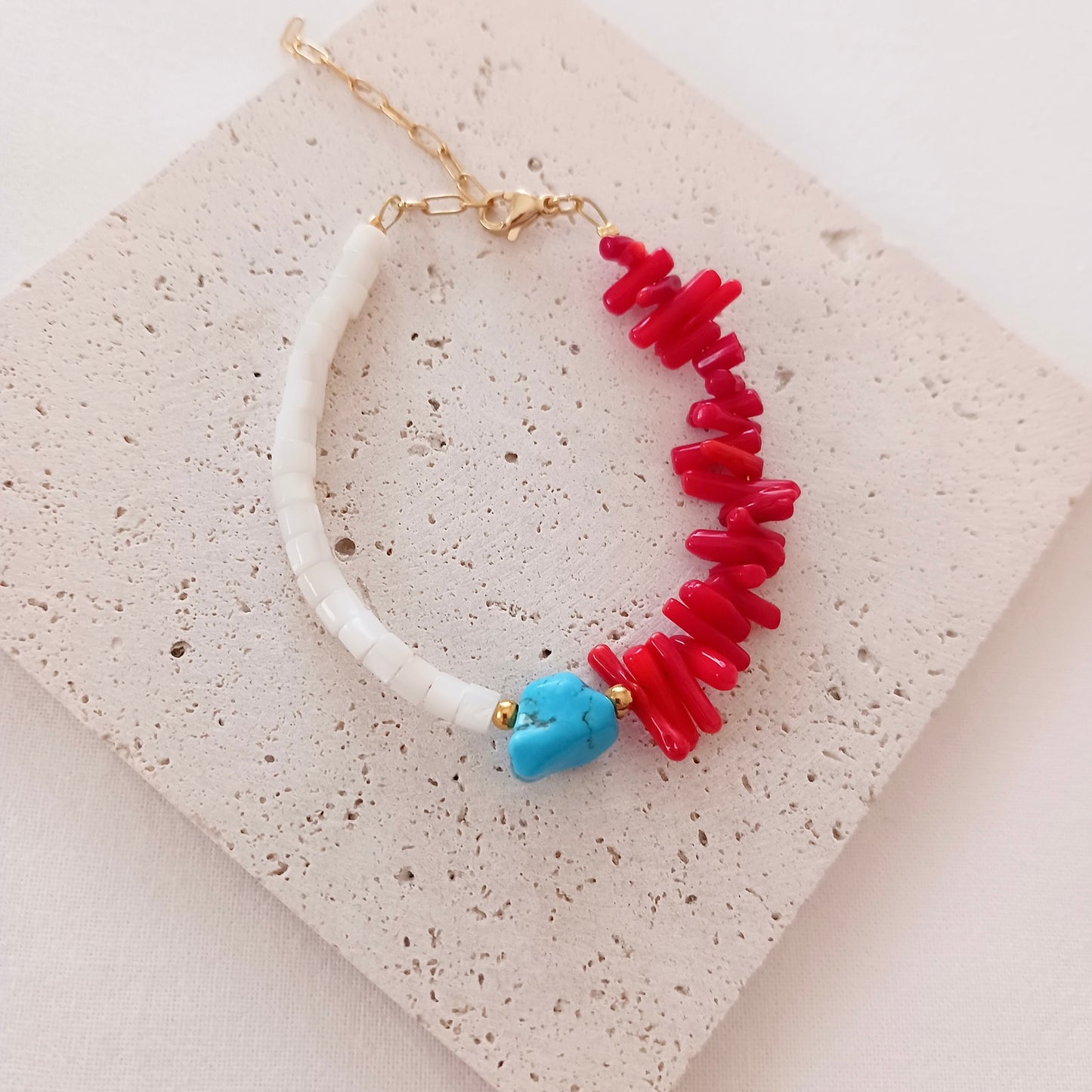 Summer shell and coral bracelet