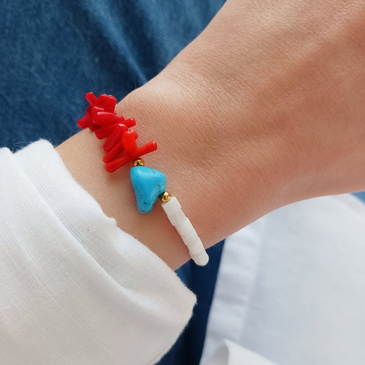 Summer shell and coral bracelet