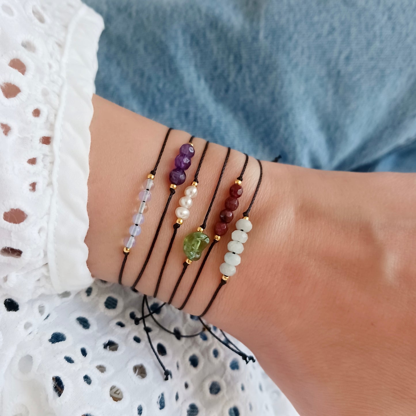 Tiny gemstone bracelet