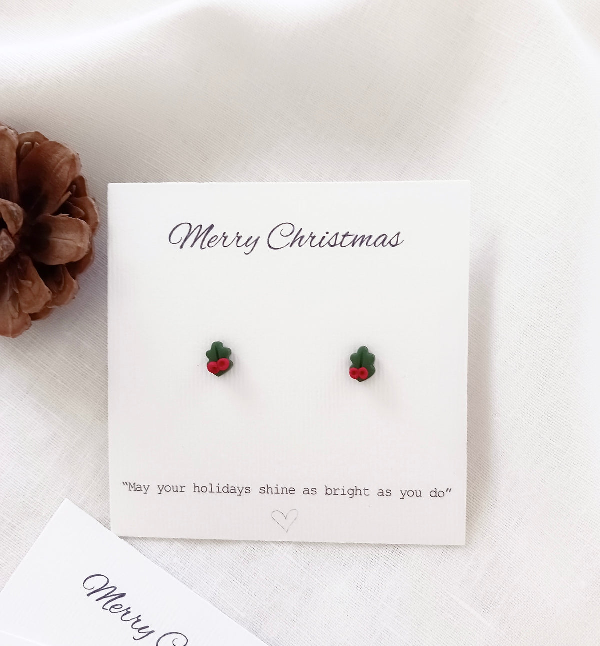 Poinsettia earrings in polymer clay