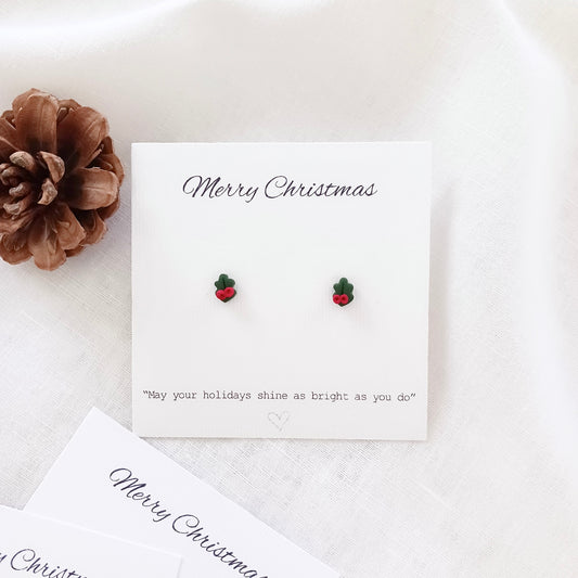 Poinsettia earrings in polymer clay