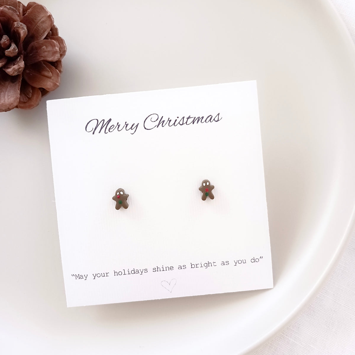 Gingerbread stud earrings in polymer clay