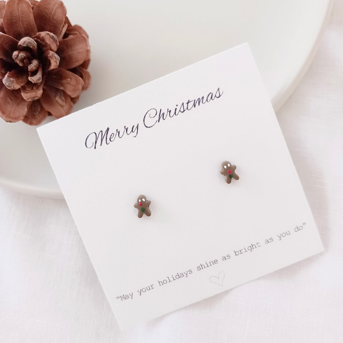 Gingerbread stud earrings in polymer clay