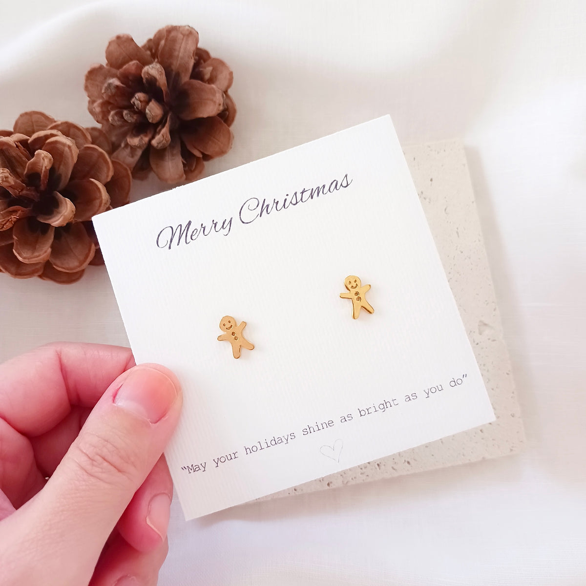 Gingerbread christmas stud earrings in stainless steel