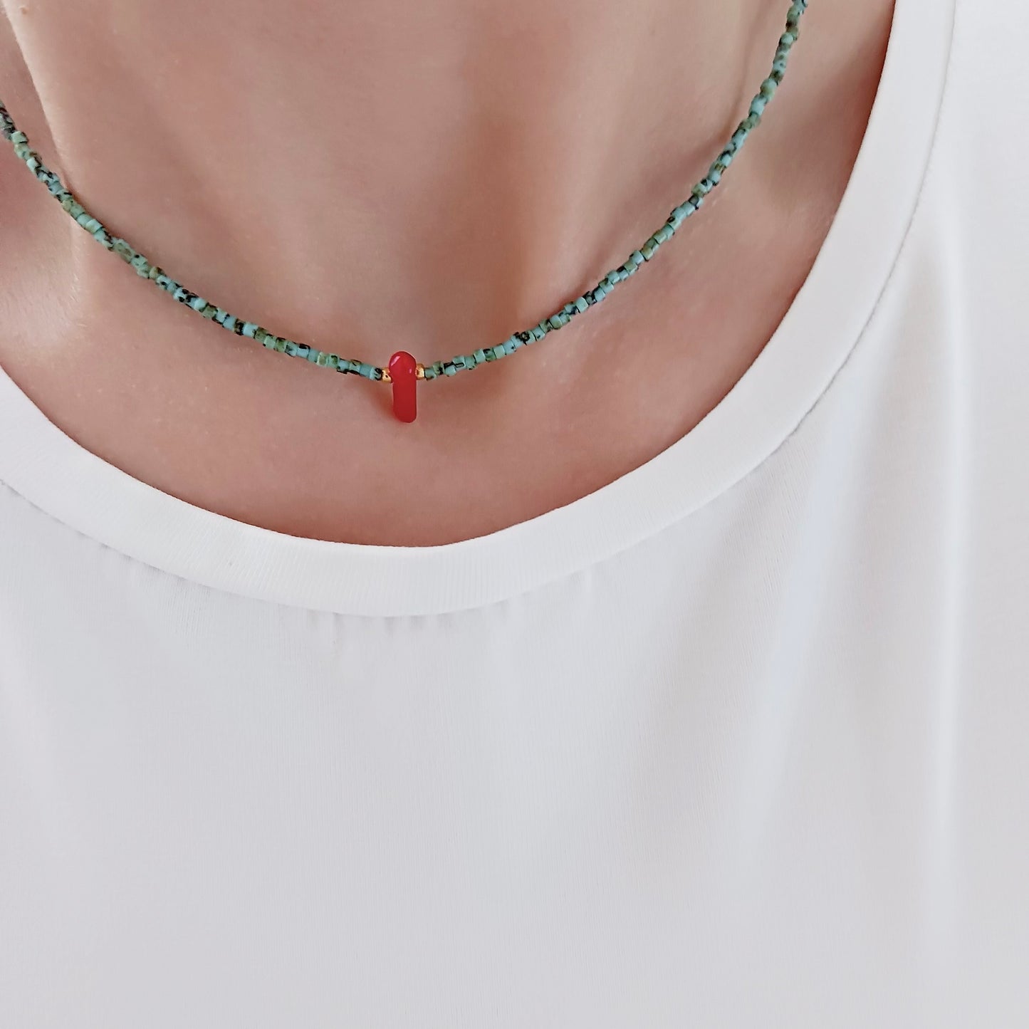 Turquoise necklace with gemstone