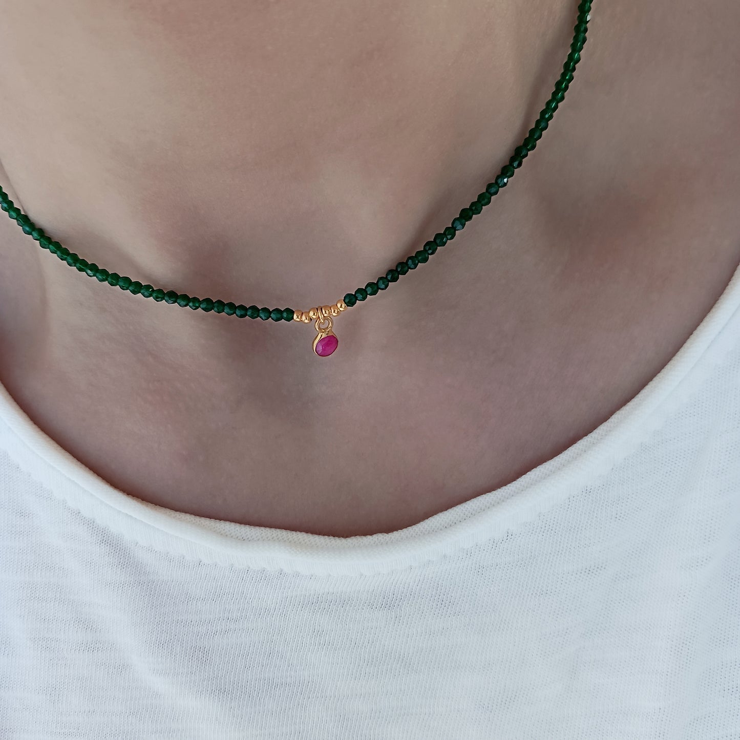 Emerald crystal necklace