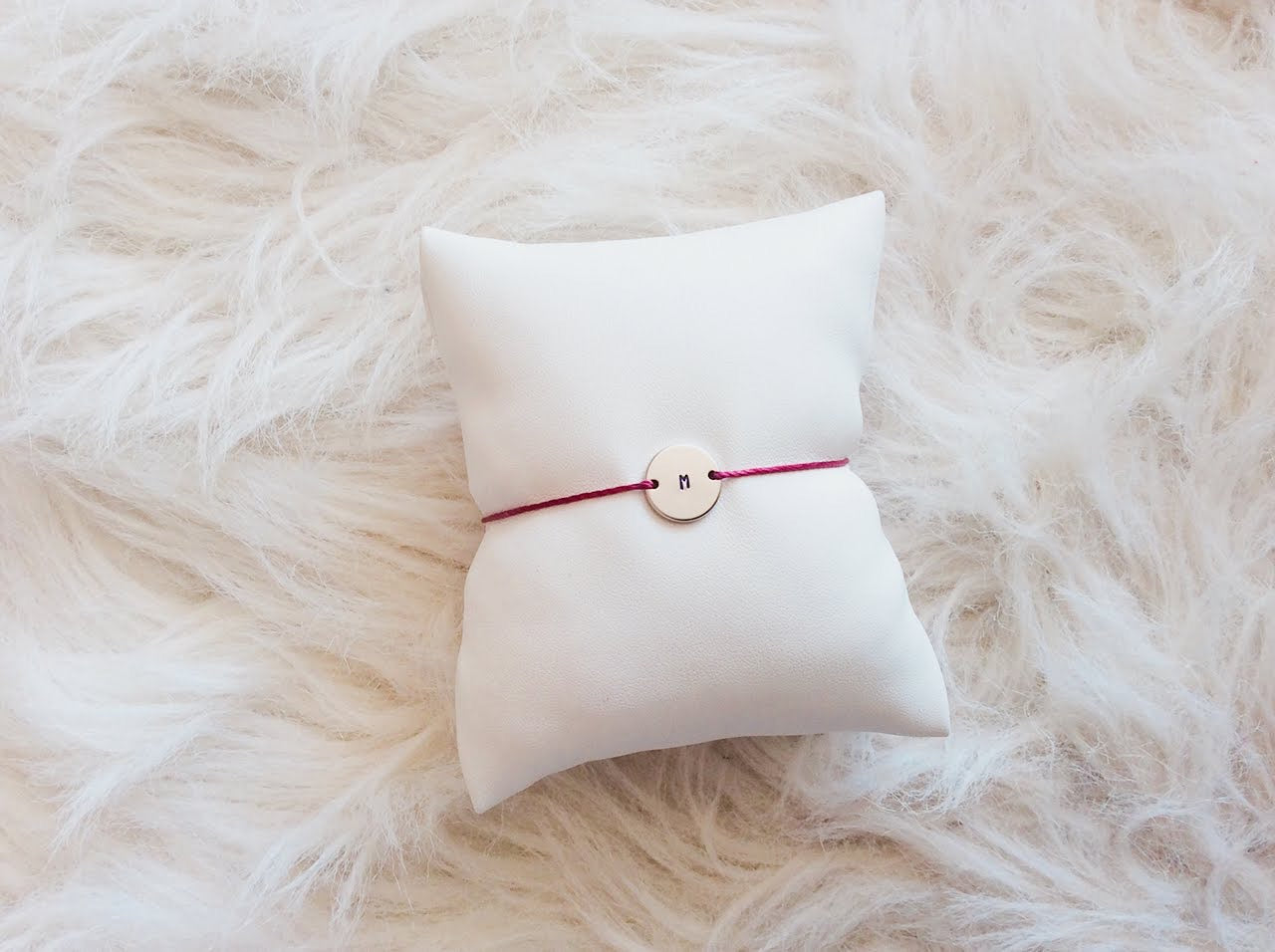 Silver disc initial bracelet