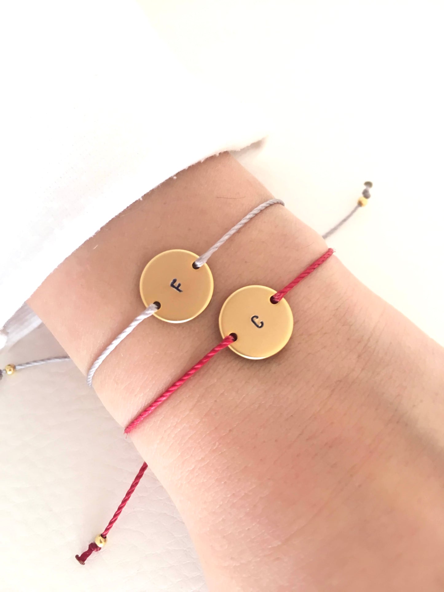 Initial disc bracelet