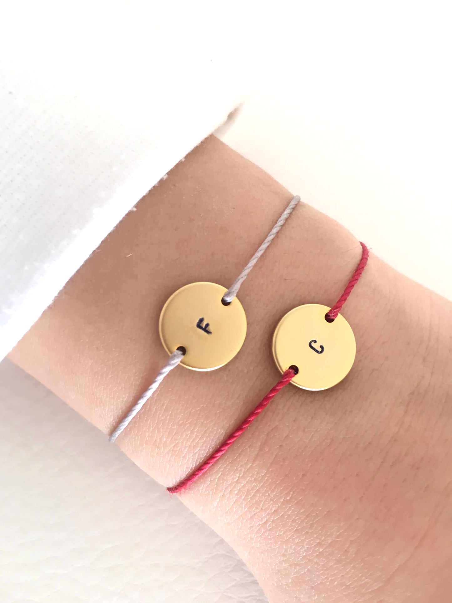 Initial disc bracelet