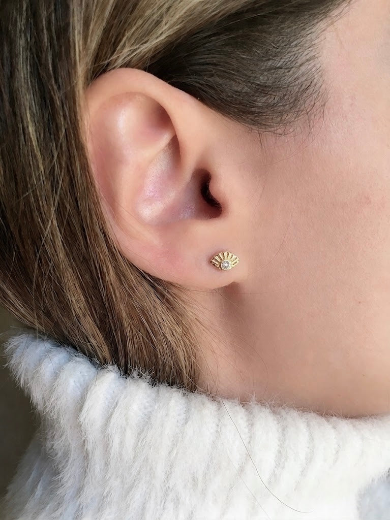 Mini evil eye stud earrings