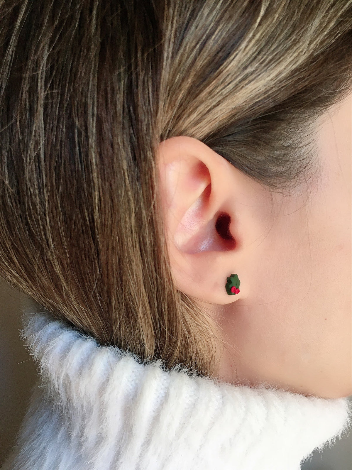 Poinsettia earrings in polymer clay